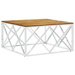 Casa si Gradina - Mobilier - Mese si birouri - Masute de cafea - Masuta de cafea, argintiu, otel inoxidabil si lemn masiv acacia - Infinity.ro