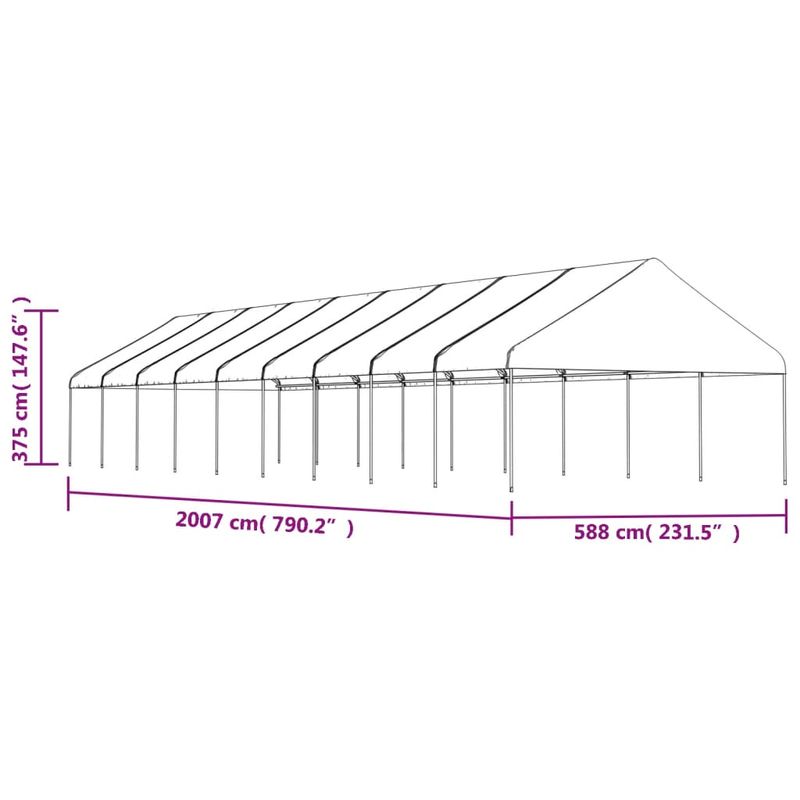 Casa si Gradina - Gradina si terasa - Umbrele si pavilioane - Pavilioane - Foisor cu acoperis, alb, 20,07x5,88x3,75 m, polietilena - Infinity.ro