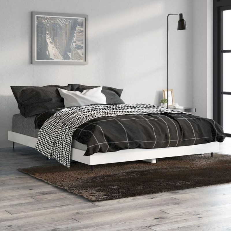 Casa si Gradina - Mobilier - Paturi si accesorii - Paturi - Cadru de pat, alb extralucios, 140x190 cm, lemn prelucrat - Infinity.ro