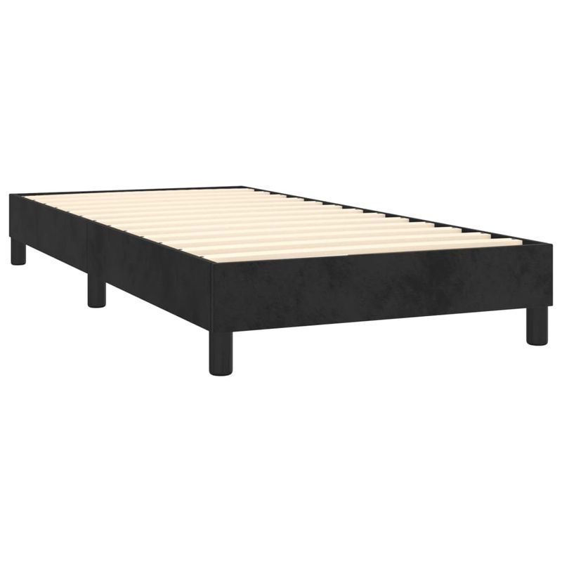Casa si Gradina - Mobilier - Paturi si accesorii - Paturi - Pat cu arcuri, saltea si LED, negru, 90x200 cm, catifea - Infinity.ro