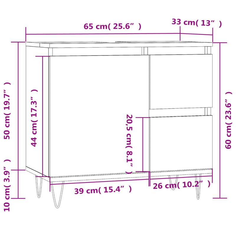 Casa si Gradina - Mobilier - Mobilier baie - Comode baie - Comoda de baie, alb, 65x33x60 cm, lemn prelucrat - Infinity.ro
