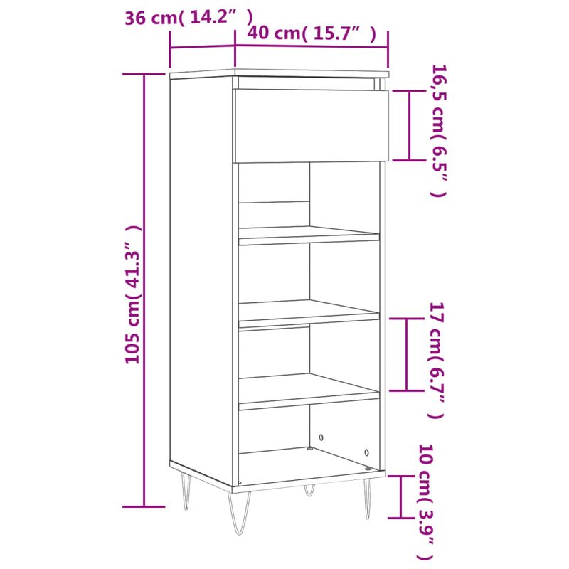 Casa si Gradina - Mobilier - Organizare si depozitare - Organizator incaltaminte - Pantofar, gri sonoma, 40x36x105 cm, lemn prelucrat - Infinity.ro