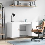 Casa si Gradina - Mobilier - Mese si birouri - Birouri - Birou, alb extralucios, 140x50x75 cm, lemn compozit - Infinity.ro