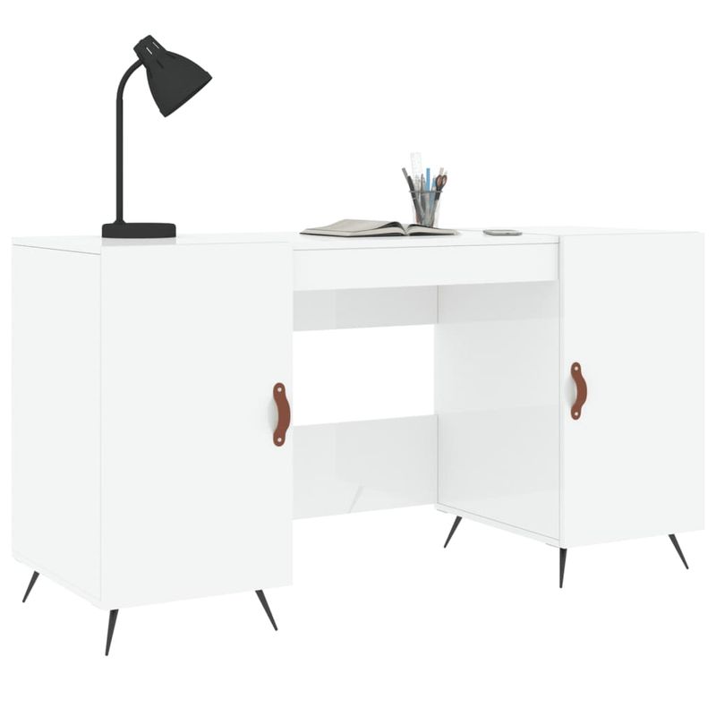 Casa si Gradina - Mobilier - Mese si birouri - Birouri - Birou, alb extralucios, 140x50x75 cm, lemn compozit - Infinity.ro