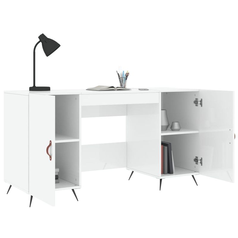 Casa si Gradina - Mobilier - Mese si birouri - Birouri - Birou, alb extralucios, 140x50x75 cm, lemn compozit - Infinity.ro