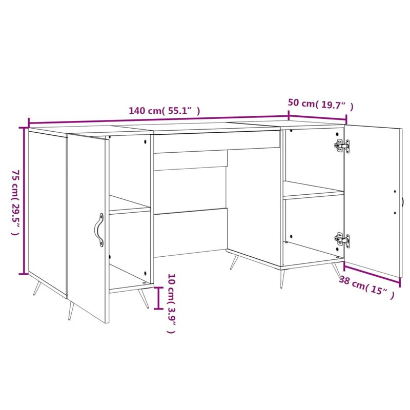 Casa si Gradina - Mobilier - Mese si birouri - Birouri - Birou, alb extralucios, 140x50x75 cm, lemn compozit - Infinity.ro