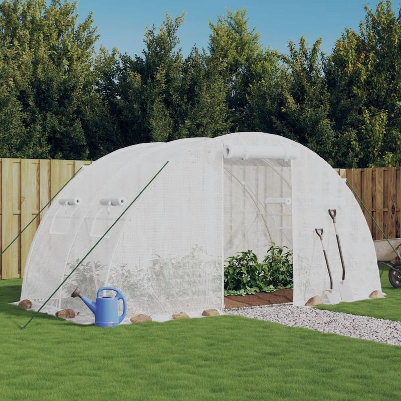 Casa si Gradina - Gradinarit si plante - Sere si solarii - Sera cu cadru din otel, alb, 8 m², 4x2x2 m - Infinity.ro