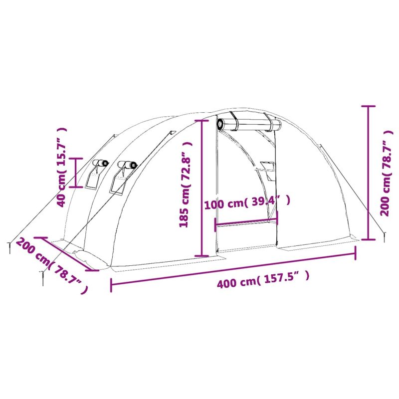 Casa si Gradina - Gradinarit si plante - Sere si solarii - Sera cu cadru din otel, alb, 8 m², 4x2x2 m - Infinity.ro