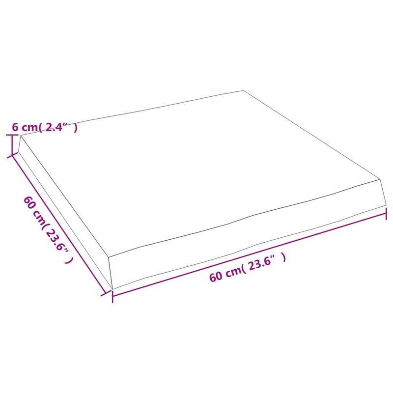 Casa si Gradina - Mobilier - Feronerie si accesorii mobila - Blat masa, 60x60x(2-6) cm, maro, lemn tratat contur organic - Infinity.ro
