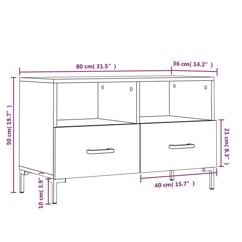 Casa si Gradina - Mobilier - Comode si corpuri - Comode - Comoda TV, alb extralucios, 80x36x50 cm, lemn prelucrat - Infinity.ro