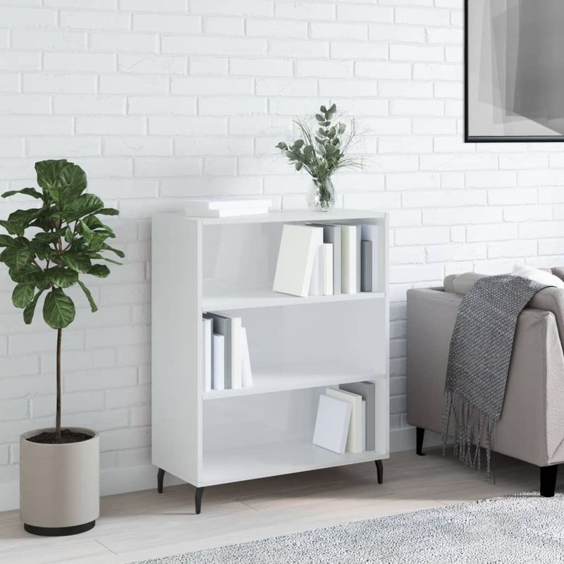 Casa si Gradina - Mobilier - Comode si corpuri - Comode - Dulap cu rafturi alb extralucios 69,5x32,5x90 cm lemn compozit - Infinity.ro