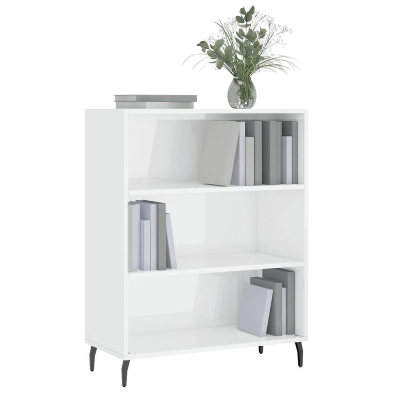 Casa si Gradina - Mobilier - Comode si corpuri - Comode - Dulap cu rafturi alb extralucios 69,5x32,5x90 cm lemn compozit - Infinity.ro