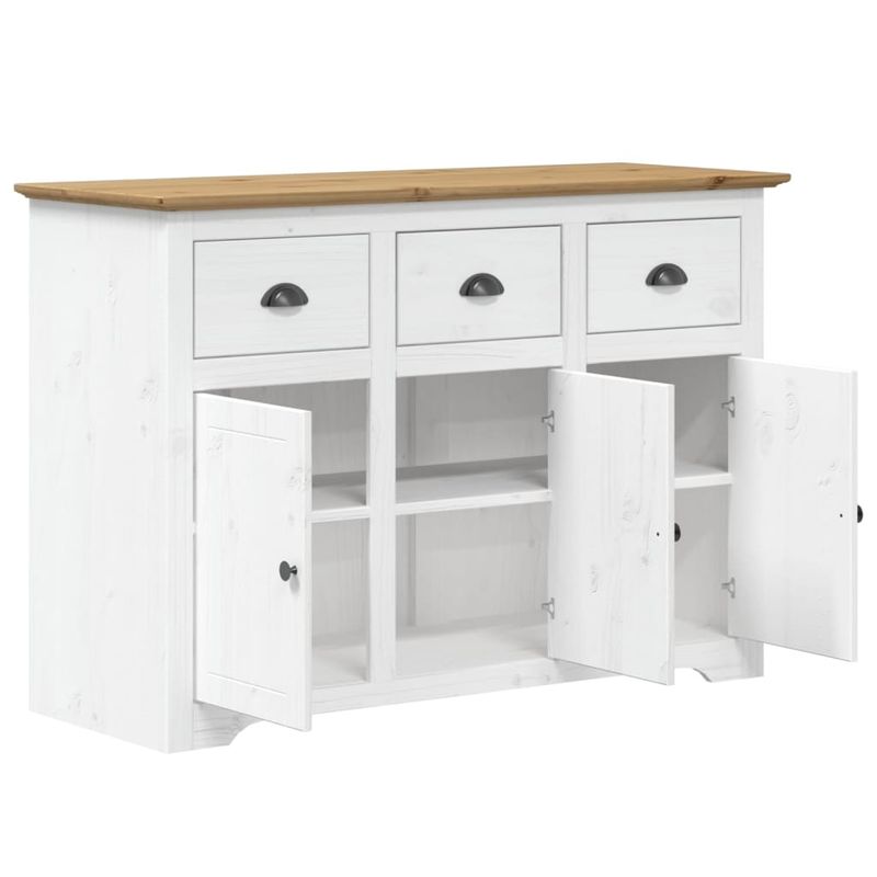 Casa si Gradina - Mobilier - Comode si corpuri - Comode - Servanta "BODO", alb si maro, 115x43x79,5 cm, lemn masiv de pin - Infinity.ro