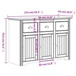Casa si Gradina - Mobilier - Comode si corpuri - Comode - Servanta "BODO", alb si maro, 115x43x79,5 cm, lemn masiv de pin - Infinity.ro