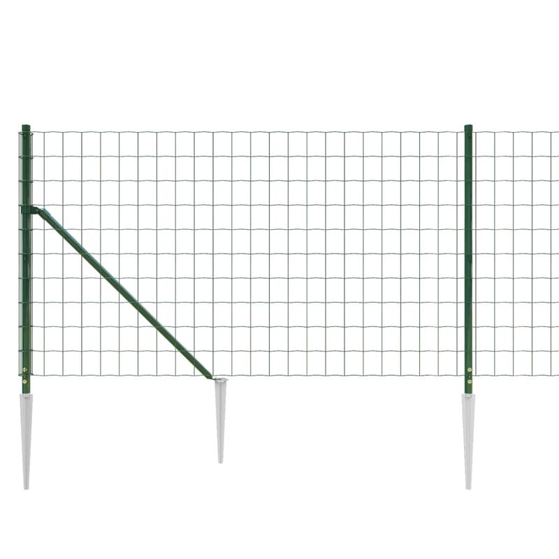 Casa si Gradina - Gradina si terasa - Garduri, panouri si accesorii - Gard plasa de sarma cu tarusi de fixare, verde, 1,1x25 m - Infinity.ro