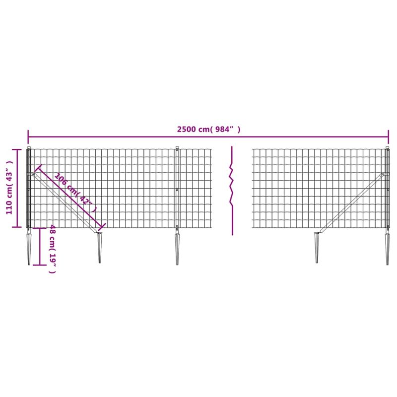 Casa si Gradina - Gradina si terasa - Garduri, panouri si accesorii - Gard plasa de sarma cu tarusi de fixare, verde, 1,1x25 m - Infinity.ro