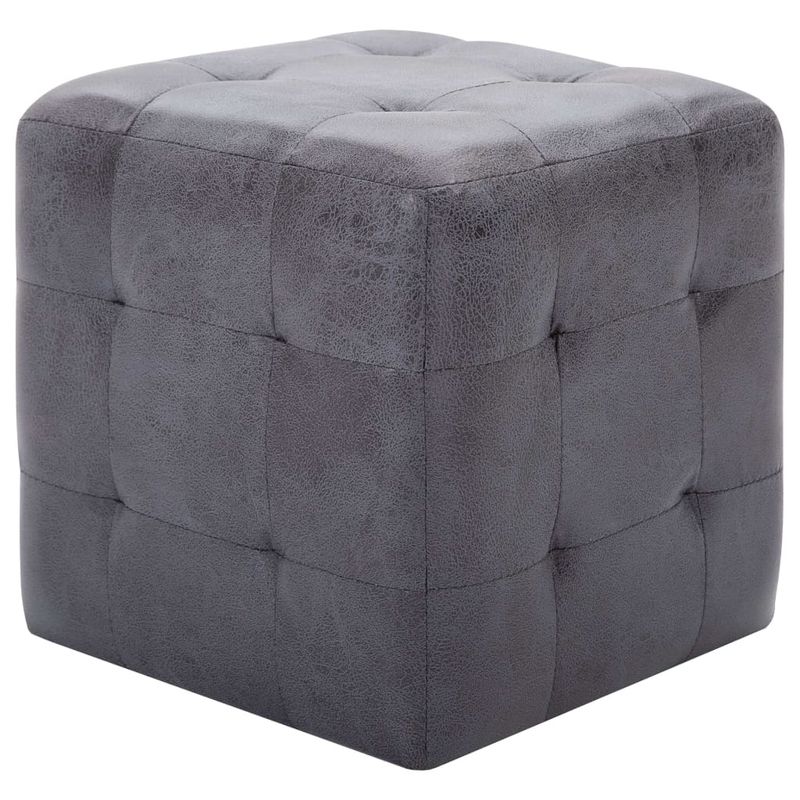 Casa si Gradina - Mobilier - Scaune si fotolii - Tabureti - Taburet, 2 buc., gri, 30x30x30 cm, piele intoarsa ecologica - Infinity.ro