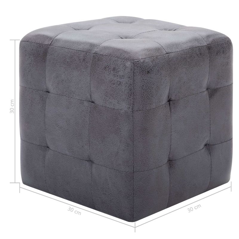 Casa si Gradina - Mobilier - Scaune si fotolii - Tabureti - Taburet, 2 buc., gri, 30x30x30 cm, piele intoarsa ecologica - Infinity.ro