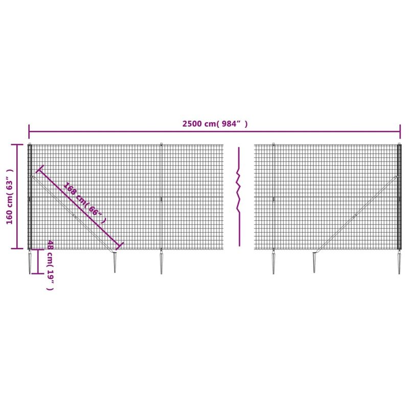 Casa si Gradina - Gradina si terasa - Garduri, panouri si accesorii - Gard plasa de sarma cu tarusi de fixare, verde, 1,6x25 m - Infinity.ro