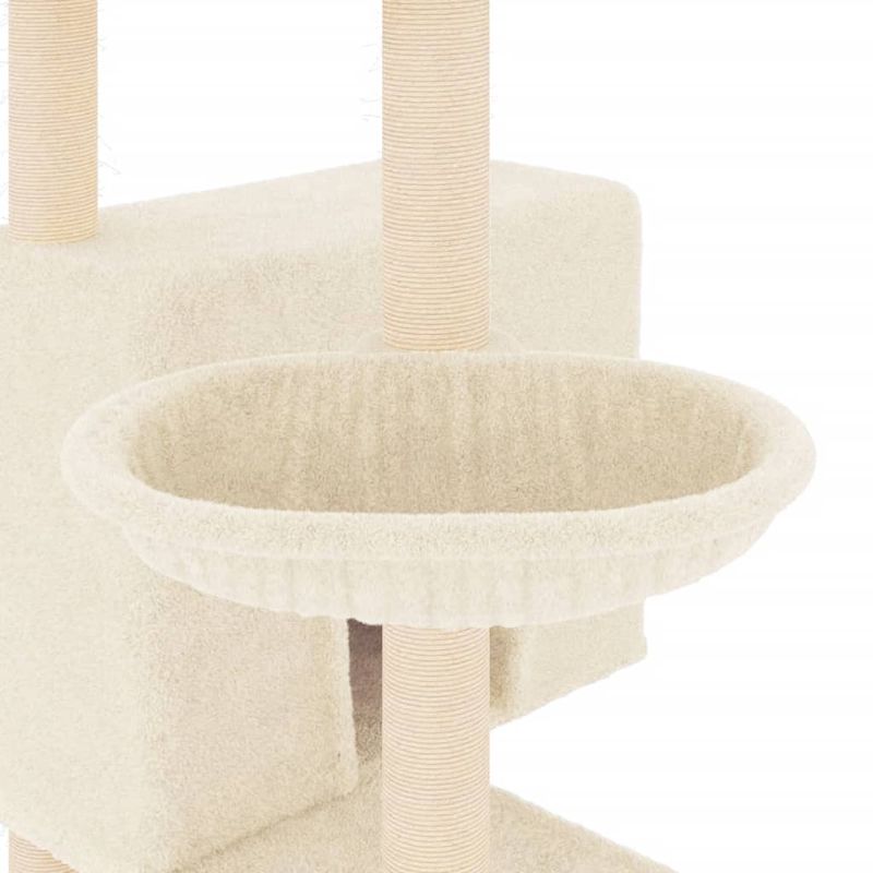 Petshop - Accesorii petshop - Jucarii animale - Ansambluri de joaca - Ansamblu de pisici cu stalpi din funie de sisal, crem, 143 cm - Infinity.ro
