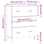 Casa si Gradina - Mobilier - Comode si corpuri - Comode - Servanta, gri beton, 69,5x34x90 cm, lemn compozit - Infinity.ro