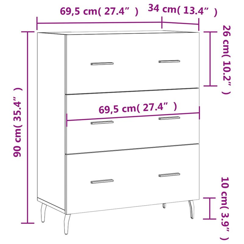 Casa si Gradina - Mobilier - Comode si corpuri - Comode - Servanta, gri beton, 69,5x34x90 cm, lemn compozit - Infinity.ro