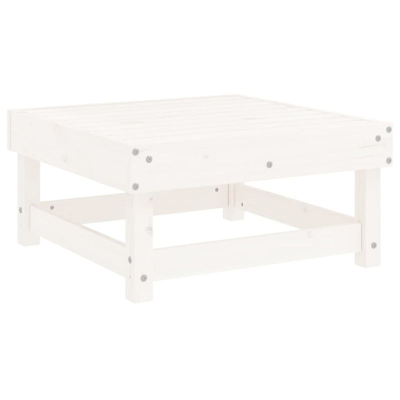 Casa si Gradina - Gradina si terasa - Mobilier exterior - Canapele si fotolii gradina - Taburet de gradina cu perna, alb, lemn masiv de pin - Infinity.ro
