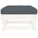 Casa si Gradina - Gradina si terasa - Mobilier exterior - Canapele si fotolii gradina - Taburet de gradina cu perna, alb, lemn masiv de pin - Infinity.ro