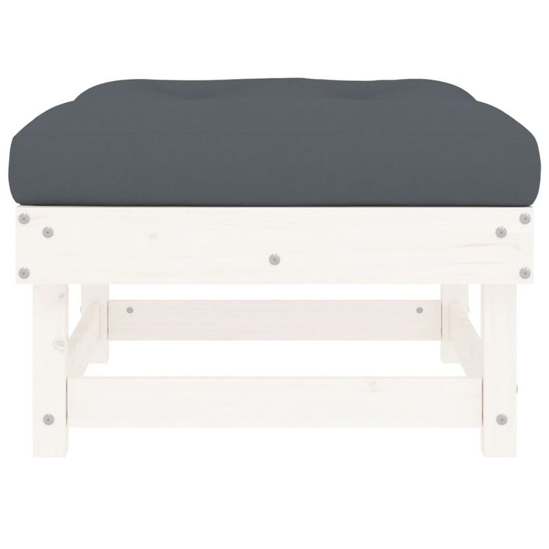 Casa si Gradina - Gradina si terasa - Mobilier exterior - Canapele si fotolii gradina - Taburet de gradina cu perna, alb, lemn masiv de pin - Infinity.ro