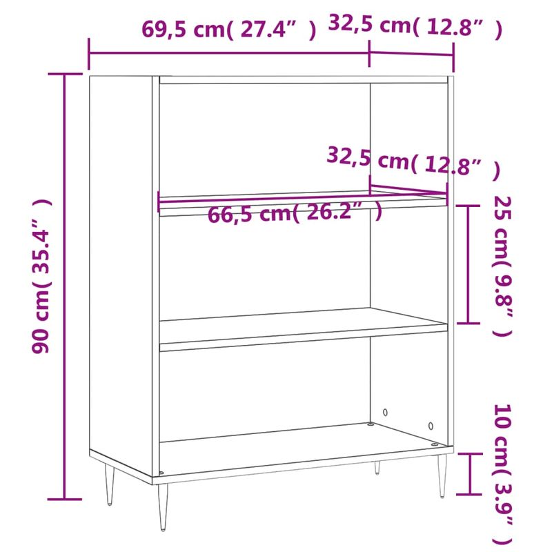 Casa si Gradina - Mobilier - Biblioteci si rafturi - Biblioteci - Biblioteca, sonoma gri, 69,5x32,5x90 cm, lemn compozit - Infinity.ro