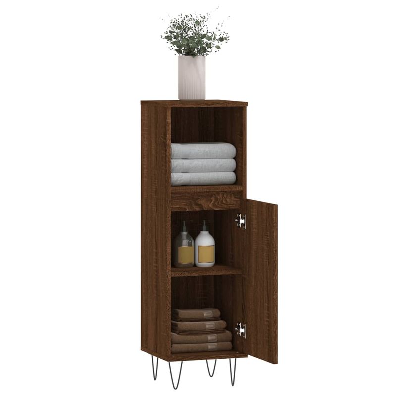 Casa si Gradina - Mobilier - Mobilier baie - Corpuri baie - Dulap de baie, stejar maro, 30x30x100 cm, lemn prelucrat - Infinity.ro