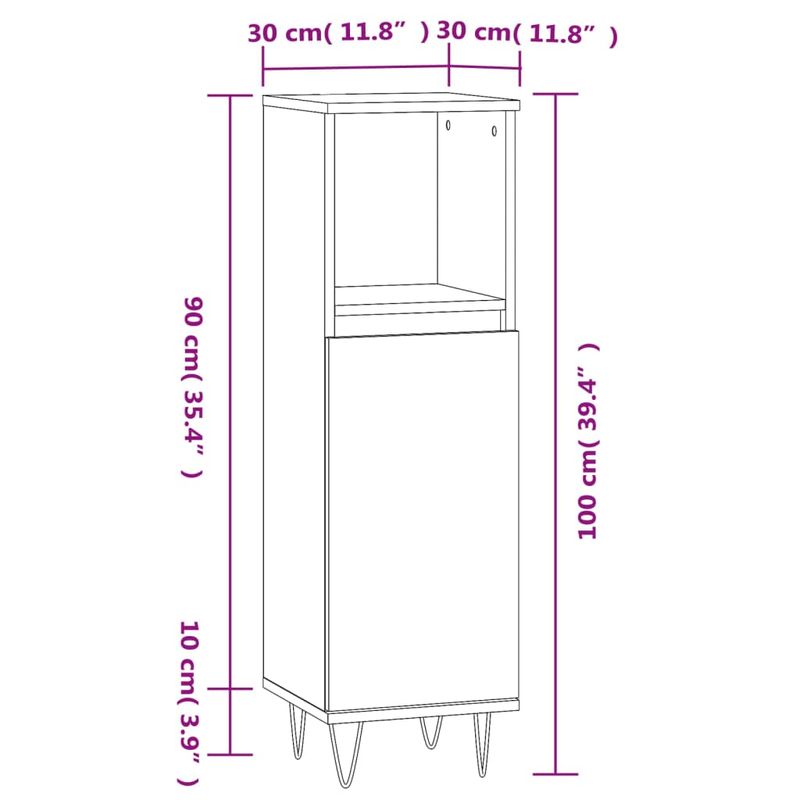 Casa si Gradina - Mobilier - Mobilier baie - Corpuri baie - Dulap de baie, stejar maro, 30x30x100 cm, lemn prelucrat - Infinity.ro