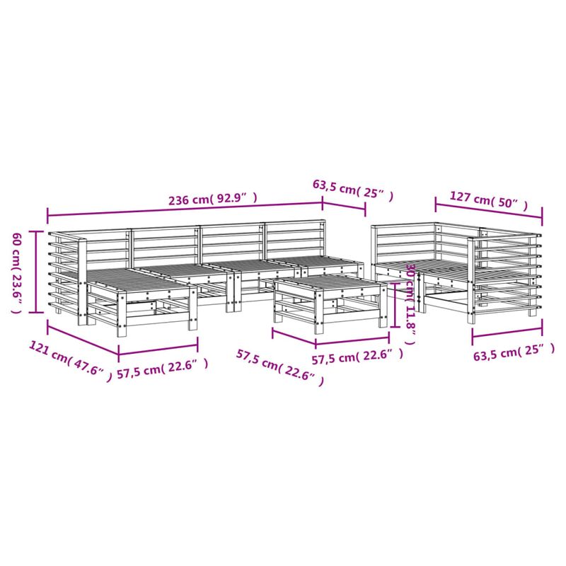 Casa si Gradina - Gradina si terasa - Mobilier exterior - Seturi mobila gradina - Set mobilier relaxare gradina, 8 piese, lemn masiv Douglas - Infinity.ro