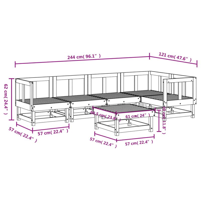 Casa si Gradina - Gradina si terasa - Mobilier exterior - Seturi mobila gradina - Set mobilier relaxare gradina, 6 piese, lemn masiv Douglas - Infinity.ro