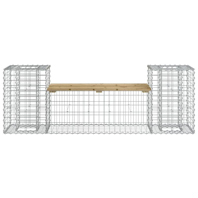 Casa si Gradina - Gradina si terasa - Mobilier exterior - Bancute de gradina - Banca de gradina cu gabion, 183x41x60,5 cm, lemn pin impregnat - Infinity.ro