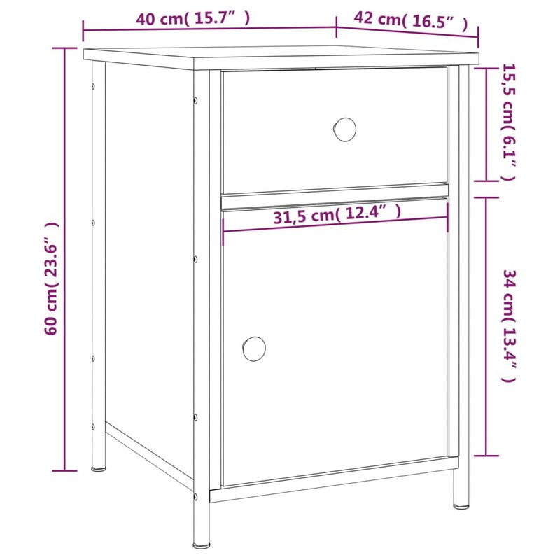 Casa si Gradina - Mobilier - Comode si corpuri - Noptiere - Noptiera, stejar fumuriu, 40x42x60 cm, lemn prelucrat - Infinity.ro