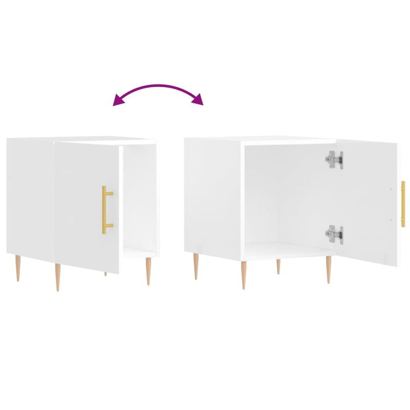 Casa si Gradina - Mobilier - Comode si corpuri - Noptiere - Noptiere, 2 buc., alb extralucios, 40x40x50 cm, lemn compozit - Infinity.ro