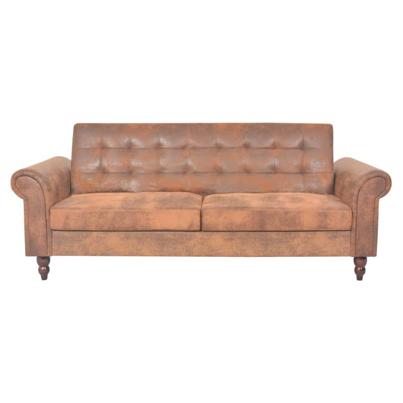 Casa si Gradina - Mobilier - Canapele si coltare - Canapele - Canapea extensibila cu cotiere/2 locuri, maro, velur artificial - Infinity.ro