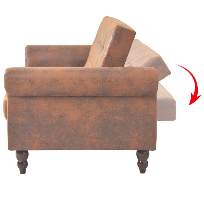 Casa si Gradina - Mobilier - Canapele si coltare - Canapele - Canapea extensibila cu cotiere/2 locuri, maro, velur artificial - Infinity.ro