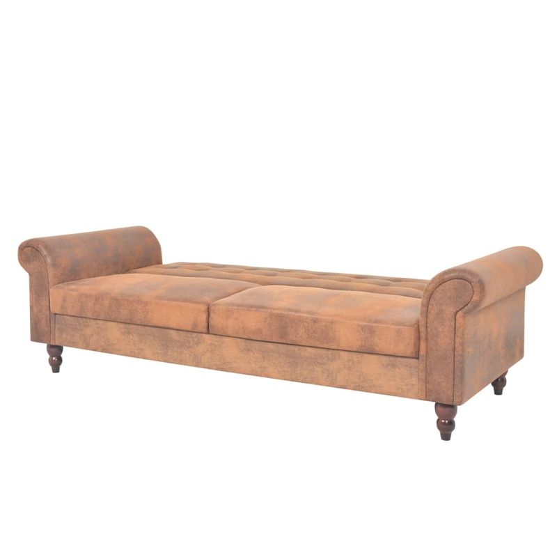 Casa si Gradina - Mobilier - Canapele si coltare - Canapele - Canapea extensibila cu cotiere/2 locuri, maro, velur artificial - Infinity.ro