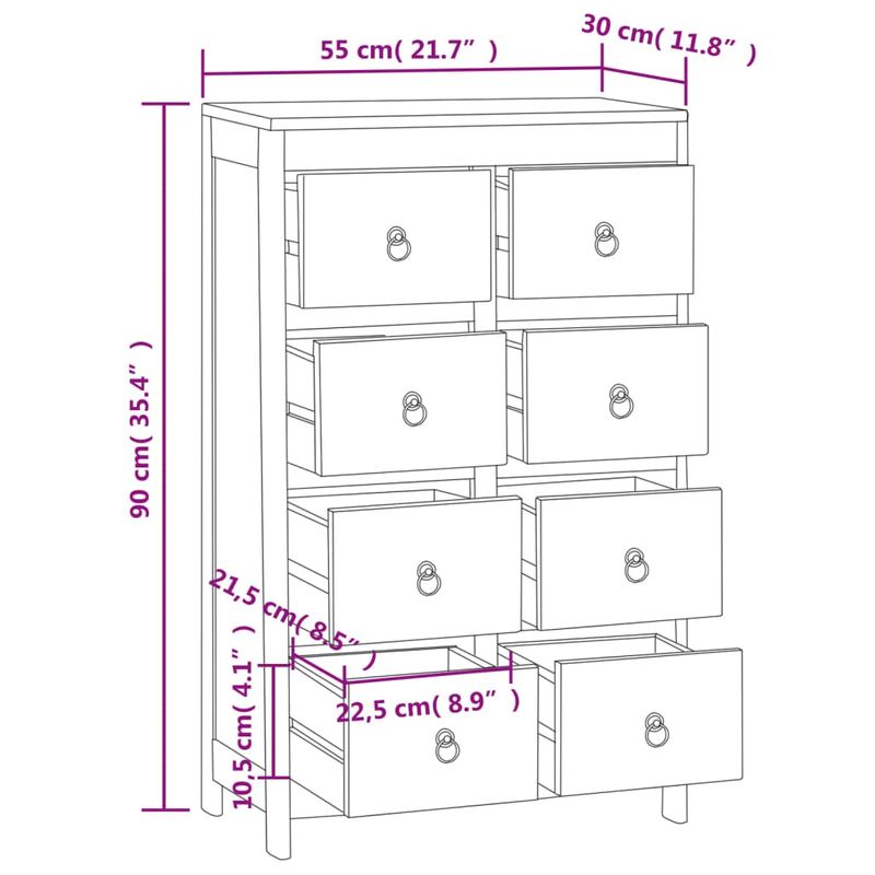 Casa si Gradina - Mobilier - Comode si corpuri - Comode - Comoda cu sertare, 55x30x90 cm, lemn masiv tec - Infinity.ro