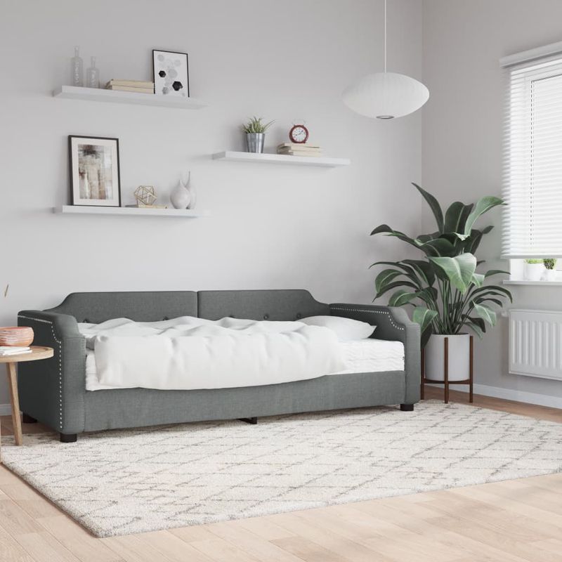 Casa si Gradina - Mobilier - Paturi si accesorii - Paturi - Pat de zi cu saltea, gri inchis, 100x200 cm, textil - Infinity.ro