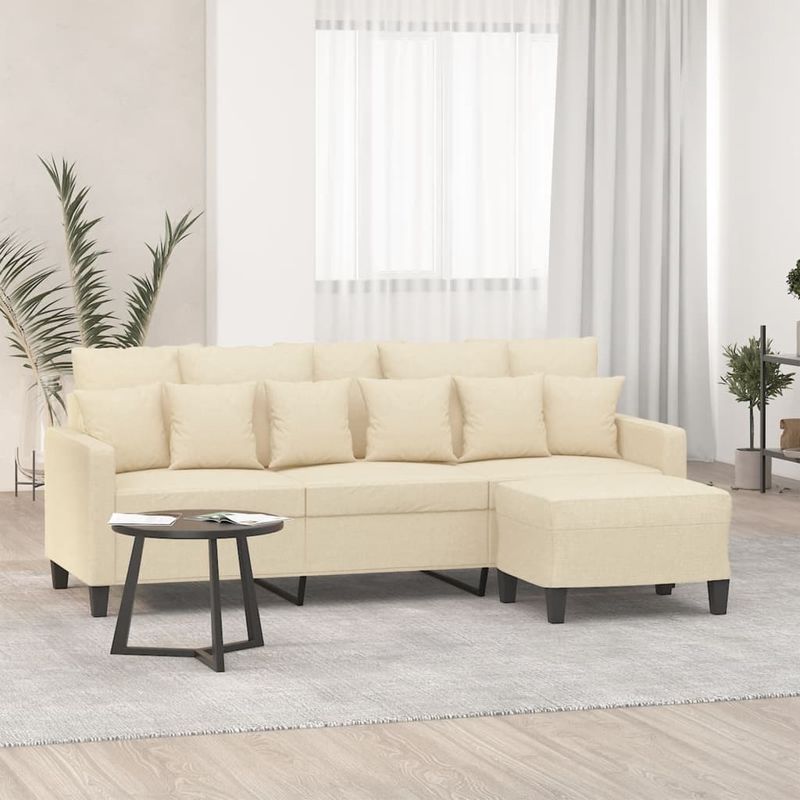Casa si Gradina - Mobilier - Canapele si coltare - Canapele - Canapea cu 3 locuri cu taburet, crem, 180 cm, material textil - Infinity.ro