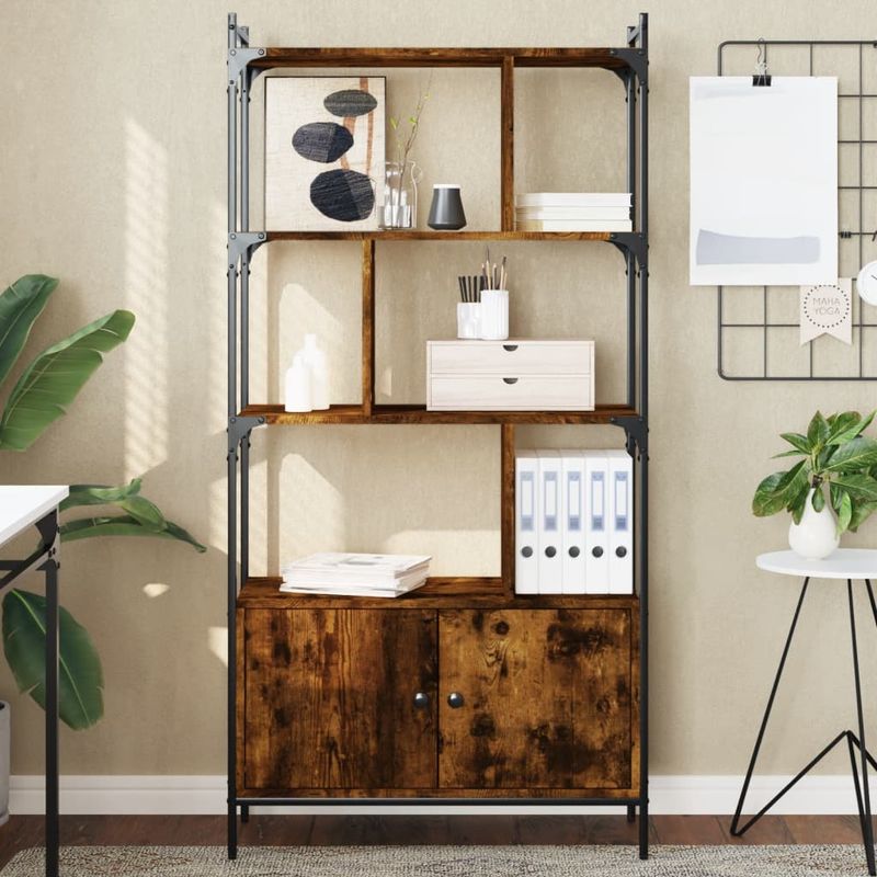 Casa si Gradina - Mobilier - Biblioteci si rafturi - Biblioteci - Biblioteca cu usi stejar fumuriu 76,5x30x154,5 cm lemn compozit - Infinity.ro