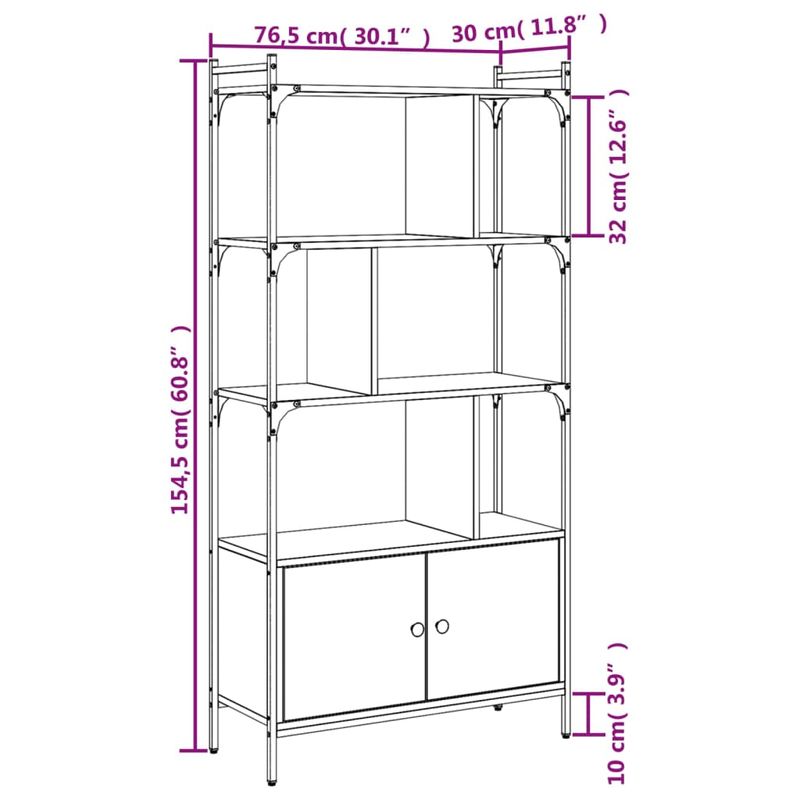 Casa si Gradina - Mobilier - Biblioteci si rafturi - Biblioteci - Biblioteca cu usi stejar fumuriu 76,5x30x154,5 cm lemn compozit - Infinity.ro