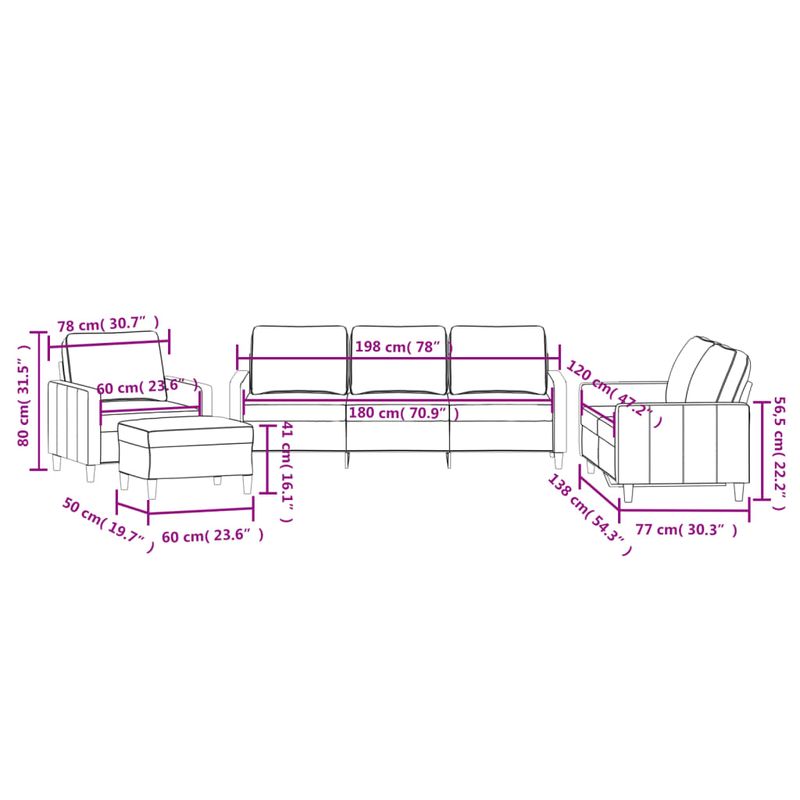 Casa si Gradina - Mobilier - Seturi de mobilier - Seturi living - Set de canapele cu perne, 4 piese, maro, catifea - Infinity.ro