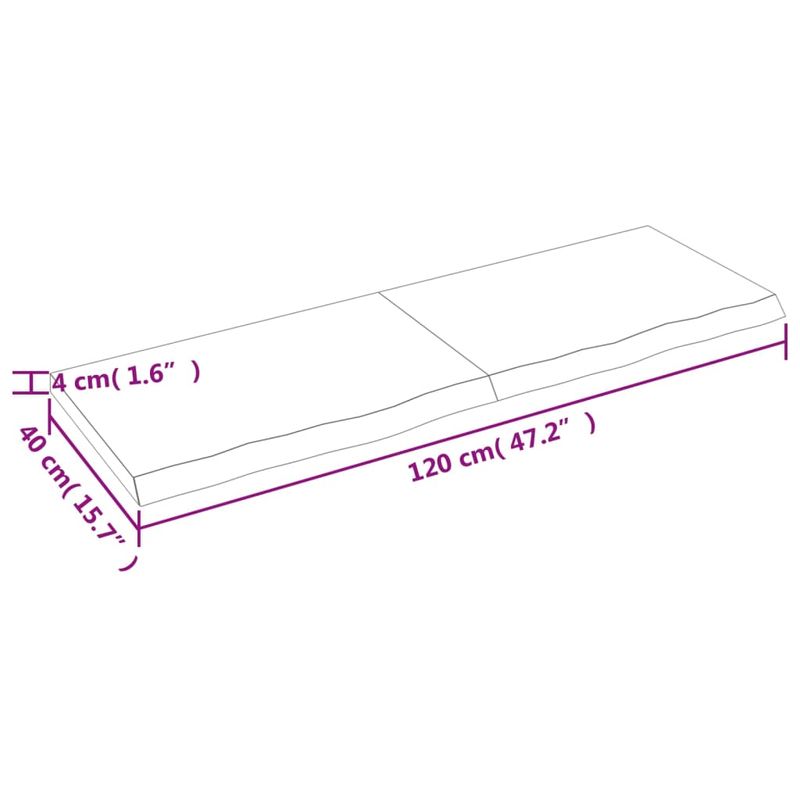Casa si Gradina - Mobilier - Feronerie si accesorii mobila - Blat de masa maro 120x40x(2-4) cm, lemn masiv stejar tratat, maro deschis - Infinity.ro