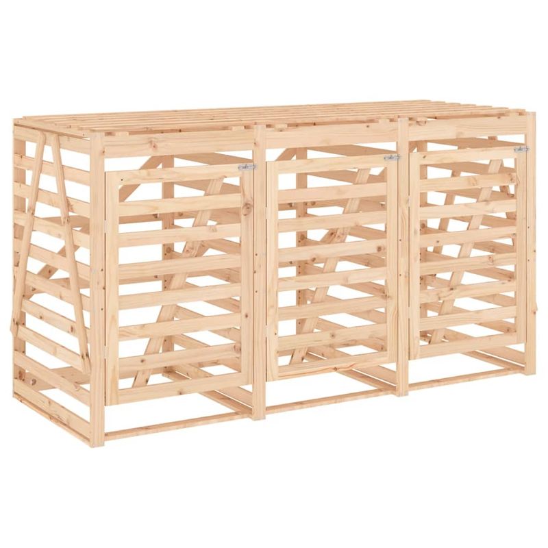 Casa si Gradina - Gradina si terasa - Mobilier exterior - Dulapuri si lazi depozitare exterior - Magazie tripla depozitare cos de gunoi, lemn masiv de pin - Infinity.ro