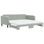 Casa si Gradina - Mobilier - Paturi si accesorii - Paturi - Pat de zi cu extensie si saltele gri deschis 100x200 cm catifea - Infinity.ro