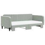 Casa si Gradina - Mobilier - Paturi si accesorii - Paturi - Pat de zi cu extensie si saltele gri deschis 100x200 cm catifea - Infinity.ro